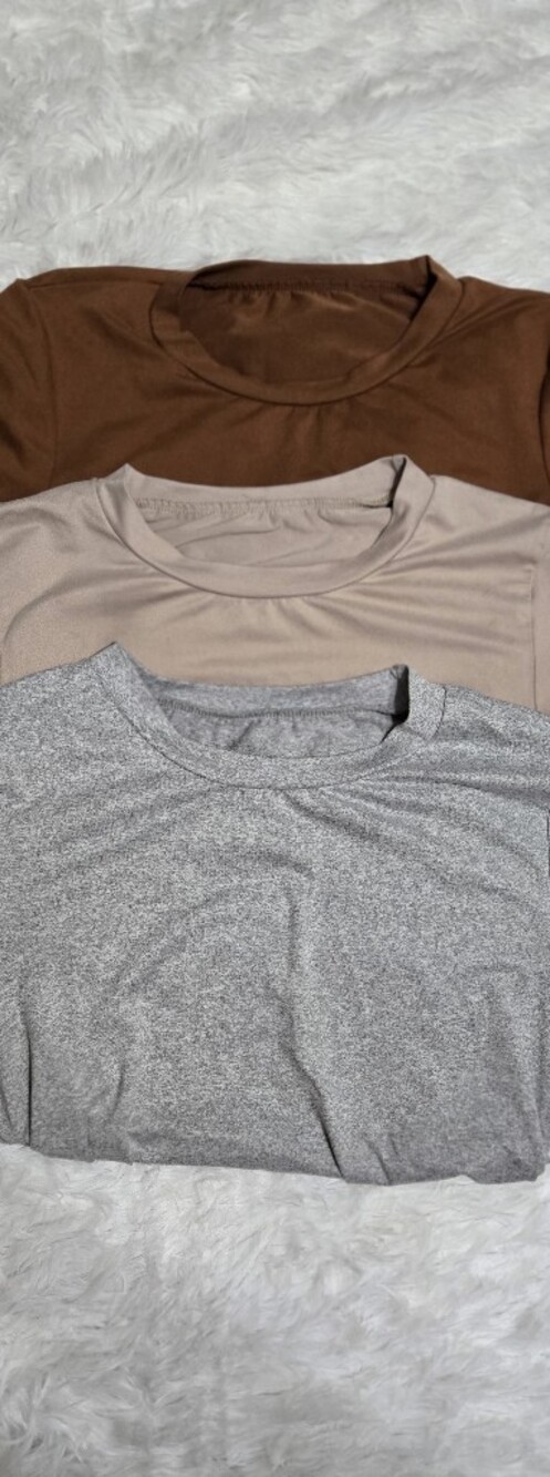 SHEIN Short Sleeve Tees Bundle - Brown, Beige, Gray